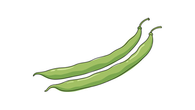 Pair of fresh green beans or snap peas depicted in a simple flat illustration style for healthy eating and grocery related content.
