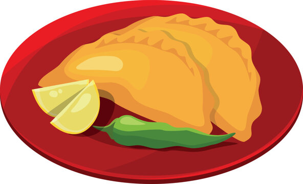 Rissole dish cartoon icon. Traditional indian food