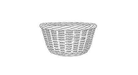 Obraz premium Wicker basket, woven, handmade, empty, rustic, natural material, isolated on white background