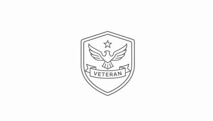 Obraz premium Veteran Emblem Badge with Eagle and Star, Military Service Symbol