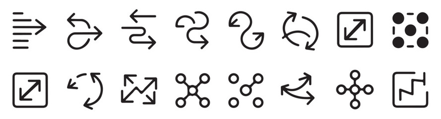 Set of various arrows and direction symbols isolated on white background vector illustration