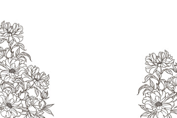 Obraz premium Hand Drawn Botanical Flower Line Art Frame For Wedding Invitation