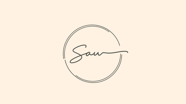 Elegant handwritten signature logo inside a circular frame.