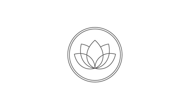 Elegant Lotus Flower Symbol in a Circle Outline.