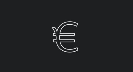 Obraz premium Euro Currency Symbol Outline on Dark Background.