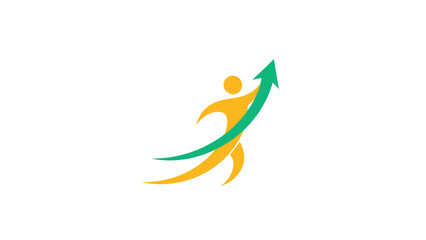 Obraz premium Human Figure with Upward Arrow Symbolizing Growth and Success.