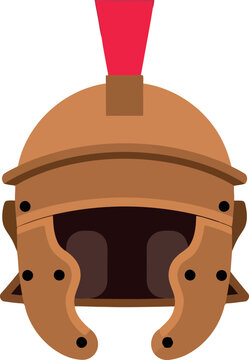 Vector illustration of ancient Roman helmet galea with red plume for historical and educational design
