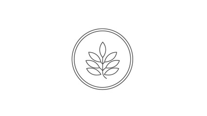 Fototapeta premium Minimalist line art of a plant branch inside a circle.