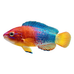 Fototapeta premium Vibrant Ruby Red Fairy Wrasse Swimming in the Ocean PNG on Transparent Background