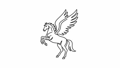 Obraz premium Pegasus Mythical Winged Horse Line Art Illustration