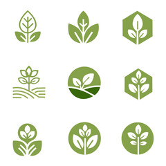 Collection of organic logo vector designs clean leaf symbols