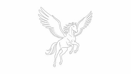Obraz premium Mythical Pegasus Horse Flying with Wings Spread Out