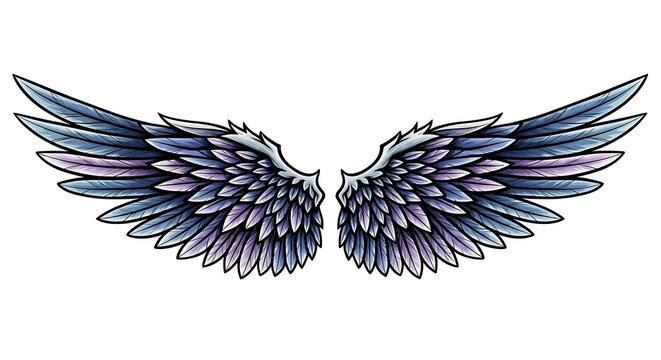 Angel Wings Illustration with Colorful Feathers.