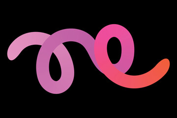 A vibrant pink and orange gradient swirl design on a black background with a mesmerizing loop pattern