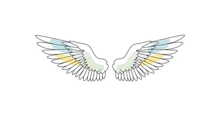 Obraz premium Colorful Angel Wings Illustration on White.