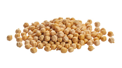 Chickpeas pile in bulk healthy food ingredient isolated on transparent white background