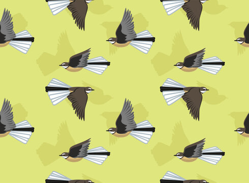 Piwakawaka Bird Fantail Moving Seamless Background Wallpaper Pattern