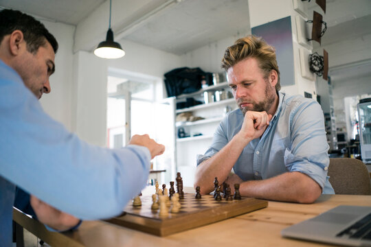 Two men playing chess