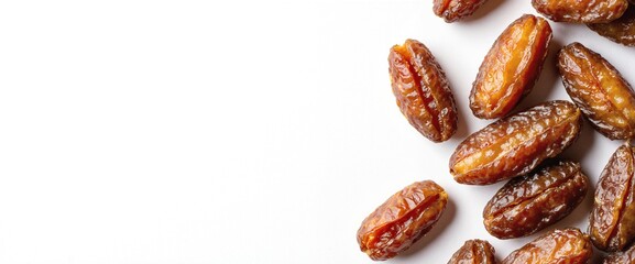 Obraz premium Dried dates closeup on white background