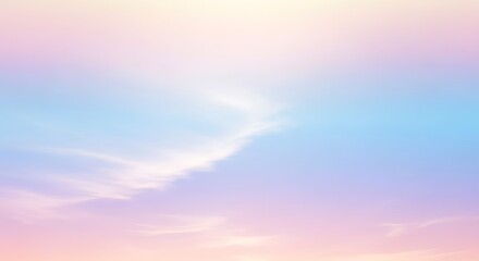 Obraz premium Dreamy Pastel Sky Background with Soft Wispy Clouds at Sunset or Sunrise, featuring Gentle Hues of Blue, Pink, and Orange