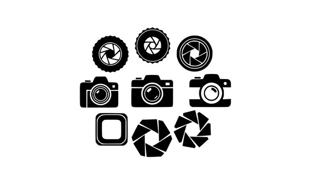 Geometric Camera Logo Icon Set Modern Photography Vector Collection on White