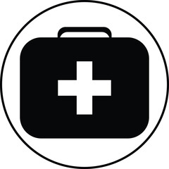 Obraz premium First Aid Kit Icon – Minimalist Emergency Medical Briefcase Vector Symbol
