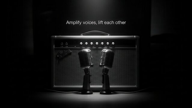 Vintage Microphones and Amplifier for Music Performance