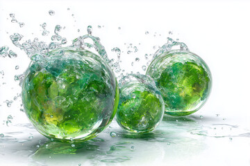 green water splash spheres