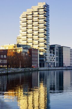 View of modern buildings in Vastra Hamnen residential area in Malm - Sweden