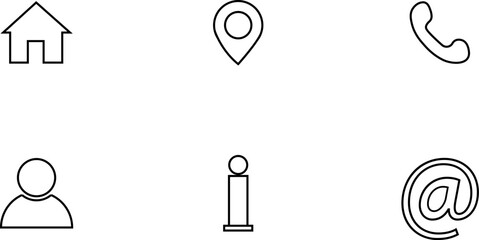 Collection of basic line icons for contact and location