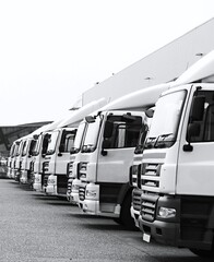 lorries parked up outside a company's car parking area no people stock photo © herlanzer