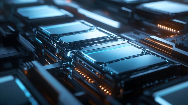 High-performance battery closeup advanced technology lab detailed image industrial environment macro view innovation in energy storage