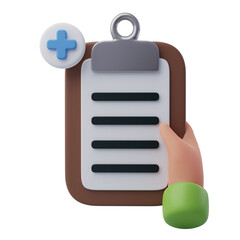 3D clipboard checklist icon with add symbol