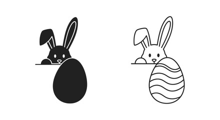 Obraz premium Two bunnies peeking out of easter eggs illustration Vector