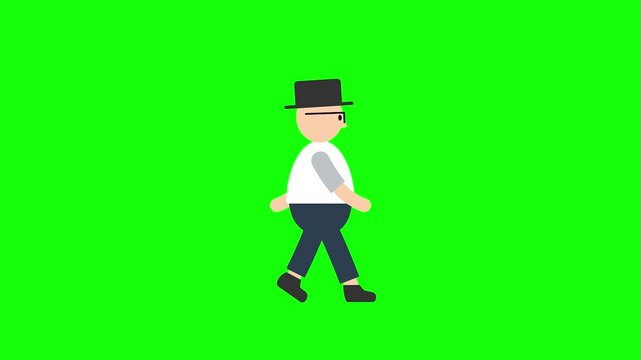 歩く男性のシンプルアニメーション（グリーンバック・ループ素材）