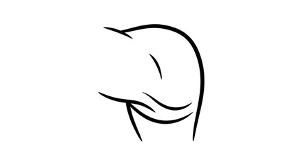 Minimalist Line Art Elephant Trunk and Head Outline