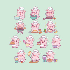 Cute Chef Pigs Cooking and Baking Collection