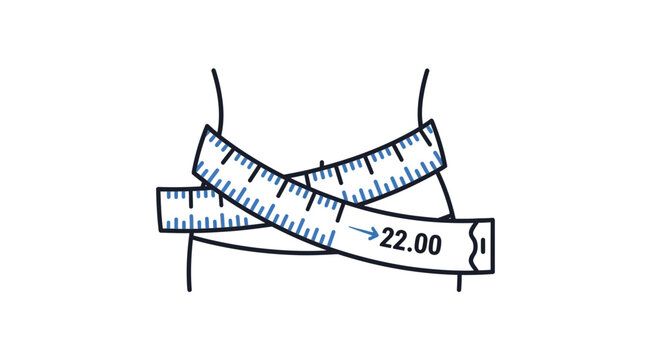 Measuring Tape Around Waist, Indicating 22.00, Symbolizing Weight Loss and Fitness