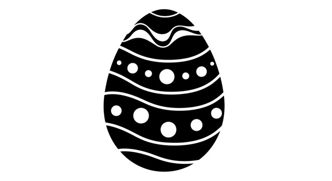 Easter egg design with black and white wavy stripe pattern Vector
