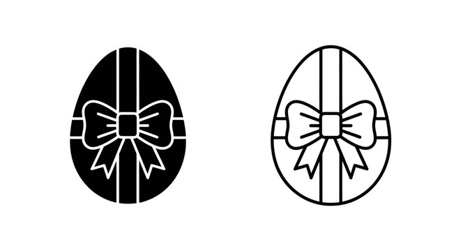 Elegant black and white easter eggs with ribbon bow designs for holiday decorations Vector