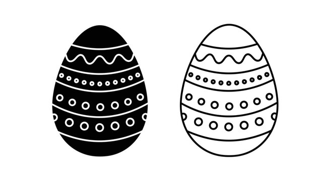 Easter eggs with polka dots and wavy lines black and white minimalist design Vector