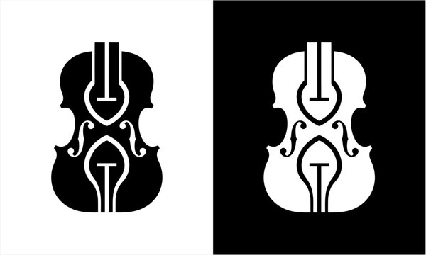 Creative violin and light bulb logo design for music and innovation.