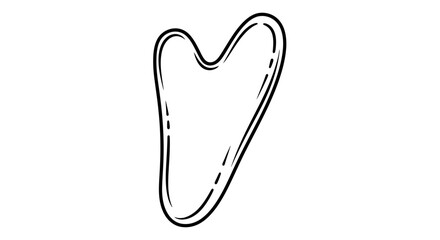 Obraz premium Hand-drawn gua sha stone, heart shape, isolated on white background, beauty tool
