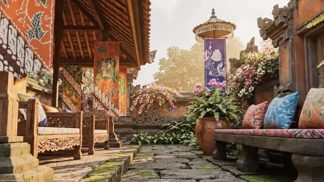  Cinematic 4K Peaceful Village Courtyard Celebrating Women&rsquo;s Resilience for Hari Kartini
