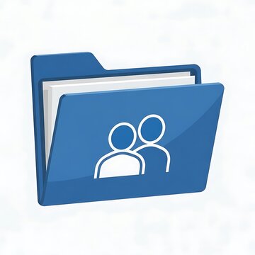 Blue folder icon with people symbol, modern folder design, vector illustration
