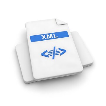 Xml file icon with code symbols on white background stock illustration