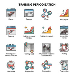 Obraz premium Training Periodization Icons for Sports Planning.