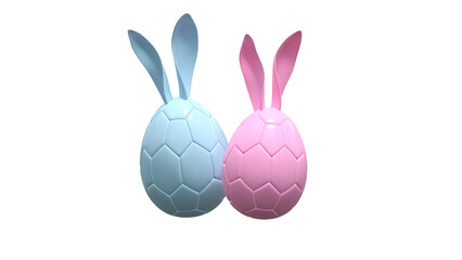 Obraz premium Minimalist Easter eggs with bunny ears on transparent background - 3D rendering