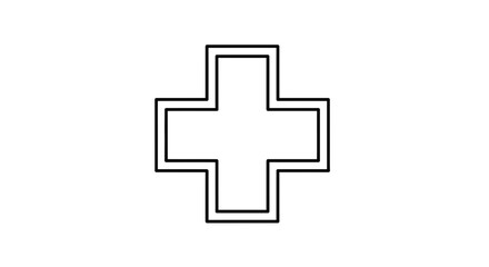 Fototapeta premium Red Cross Symbol Outline, Medical Health Care Icon, Plus Sign, Emergency First Aid Symbol
