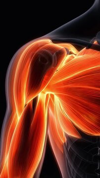 Detailed Human Shoulder and Arm Muscle Anatomy 3D Animation.